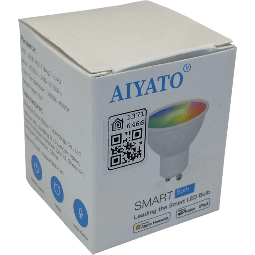 Imagen 1 de HomeKit Apple GU10 WiFi5 solo-2,4Ghz 5W RGBW 450lm 90-260VAC Ampolleta