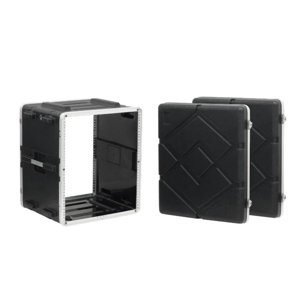 12U/57cm Fondo-42cm Rack Portatil 2-tapas Plastico para Exterior Negrp