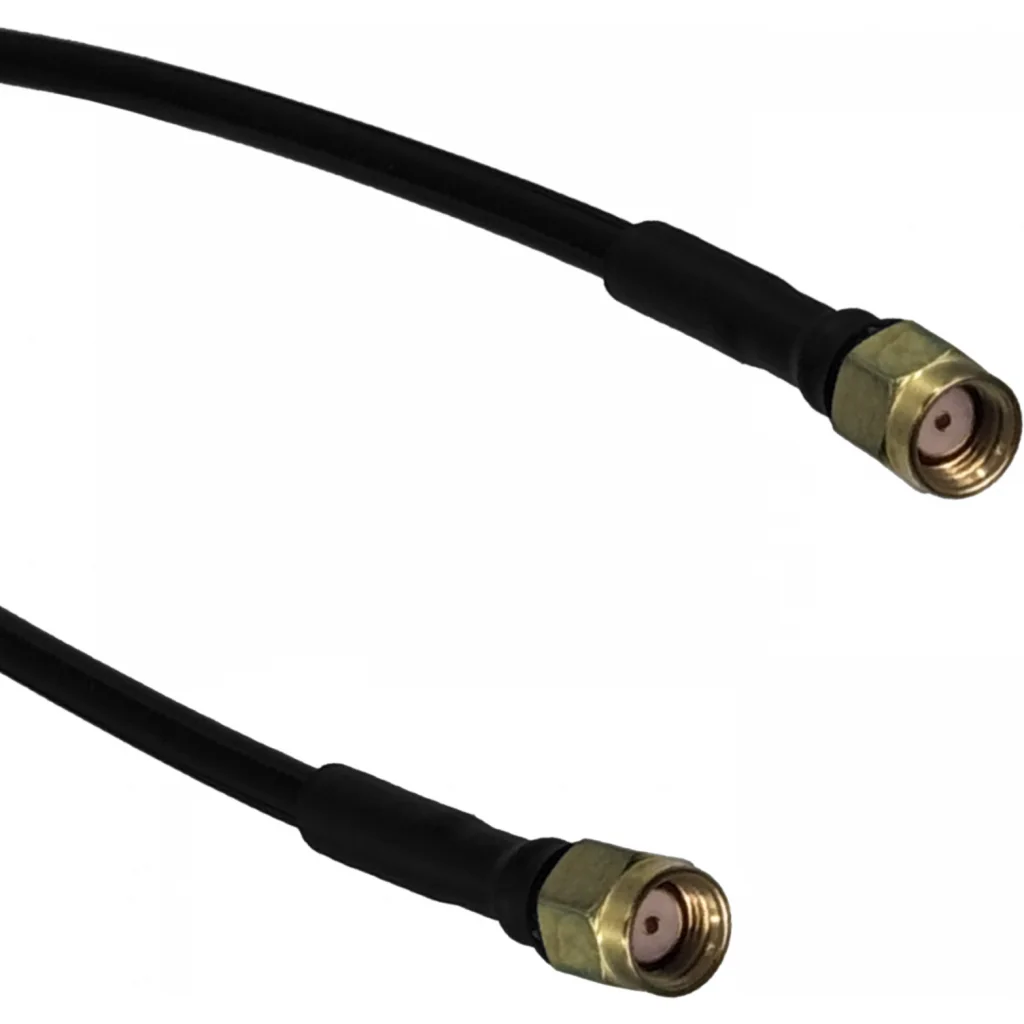 Imagen 0 de 50cm RPSMA-Macho RPSMA-M SM141 2-Cables Coaxiales Negros Rigidos 0,5mt