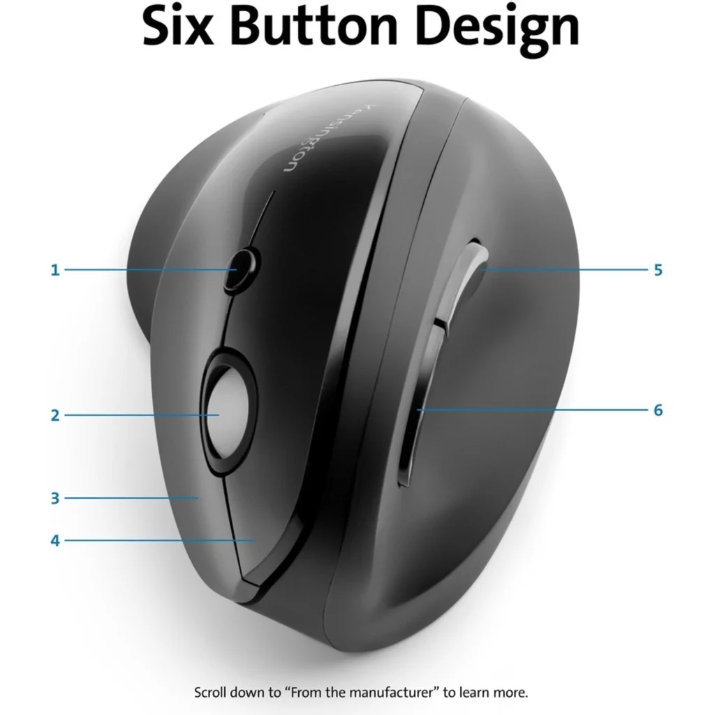 Imagen 11 de Mouse Ergonómico Inalámbrico Vertical Kensington ProFit 6 Btns 1600dpi USB Negro