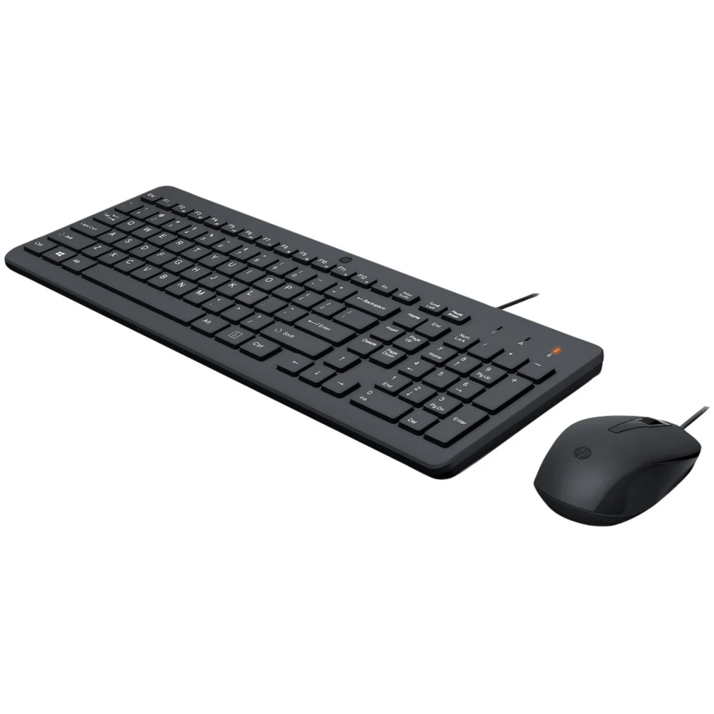 Imagen 1 de Kit Teclado Mouse Alámbrico HP 150, Optico 1600DPI USB Color Negro