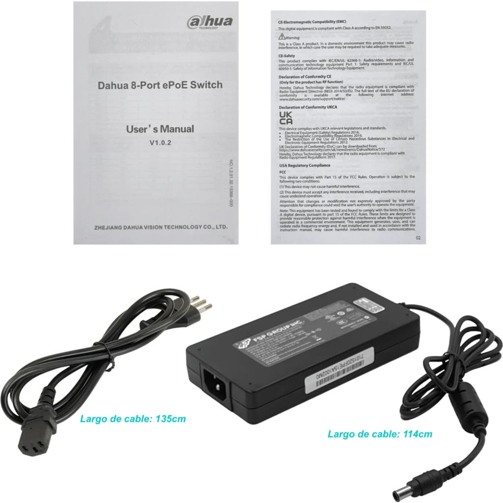 Imagen 2 de DAHUA Switch 8-100-Poe++af/at/bt 1-1000 1-SFP 120W-tot RielDin inc-54V