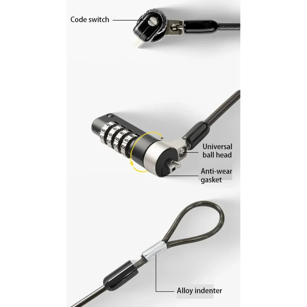 Imagen 3 de Cable de Seguridad con Contaseña para Notebook Dell Forma de cuña 3x5mm
