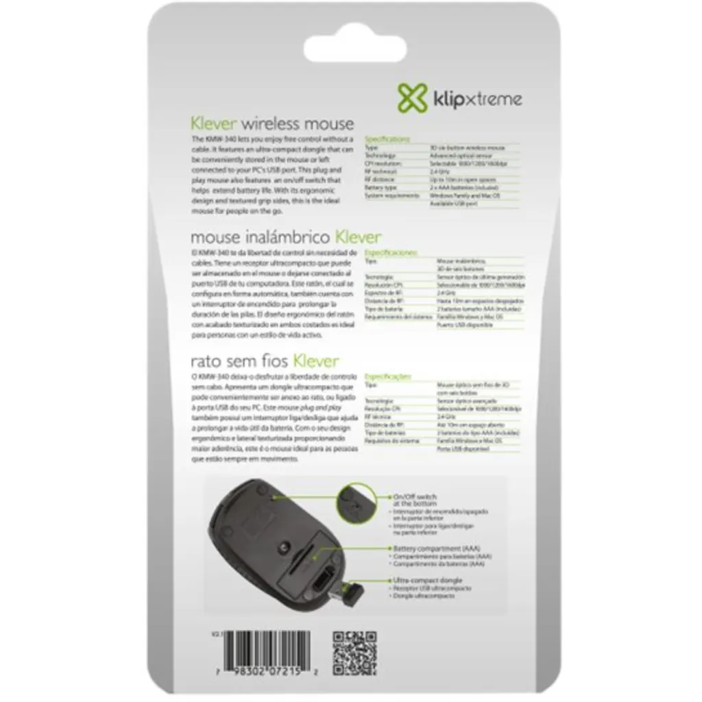 Imagen 3 de Mouse Inalámbrico KlipX KMW-340BK 3D de 6 botones 2,4GHz USB nano