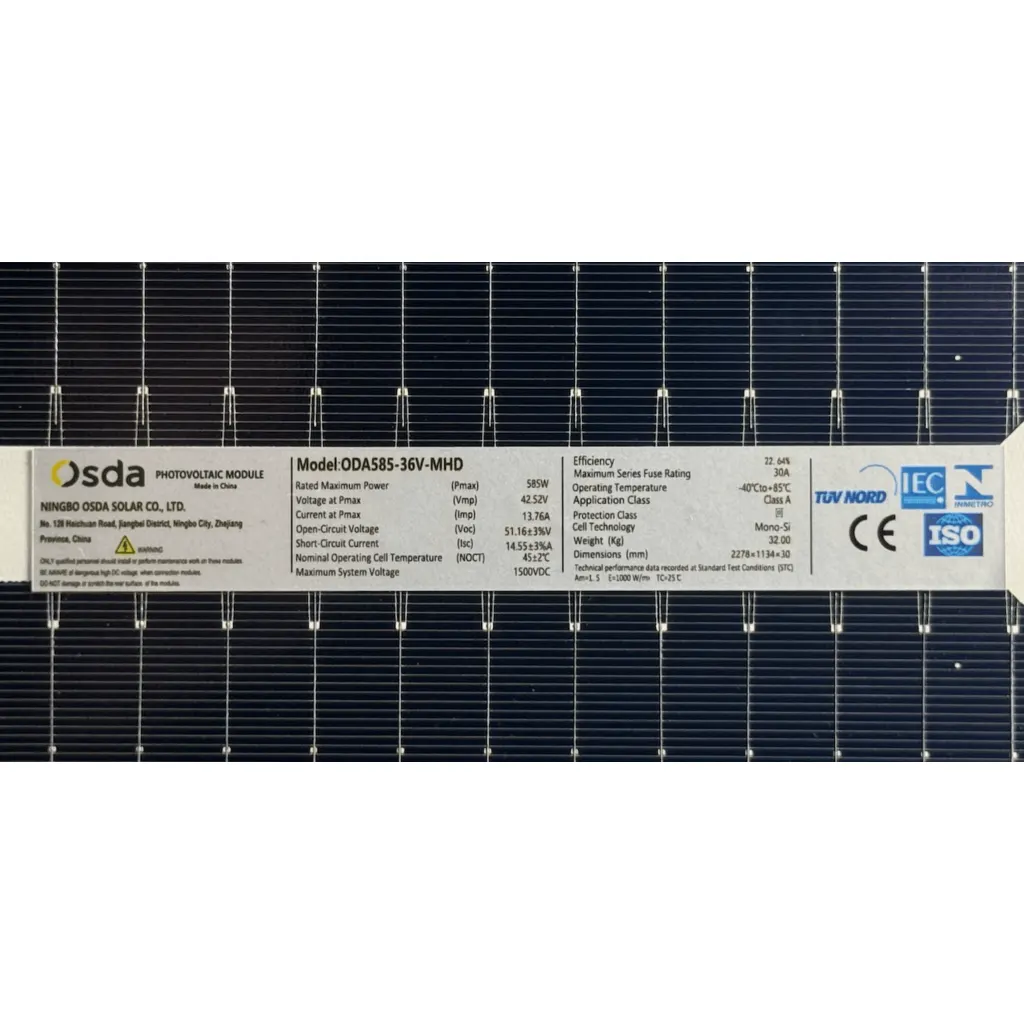 Imagen 3 de 585W 42,5Vmp Monocristalino Bifacial MC4 Panel Fotovoltaico 144-Celda