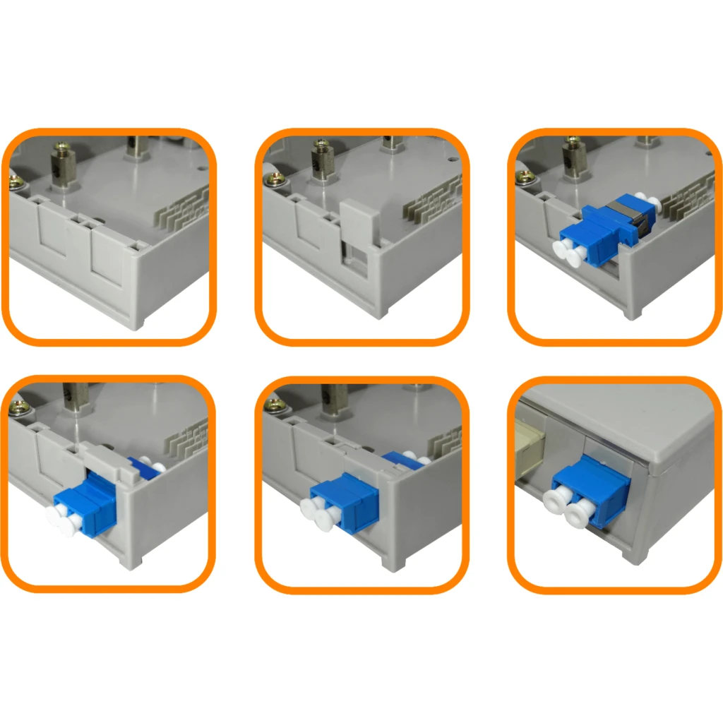 Imagen 5 de 6-Manguito de-Paso 4-CL-Rectang IP20 Caja Gris Terminacion Fibra NAP