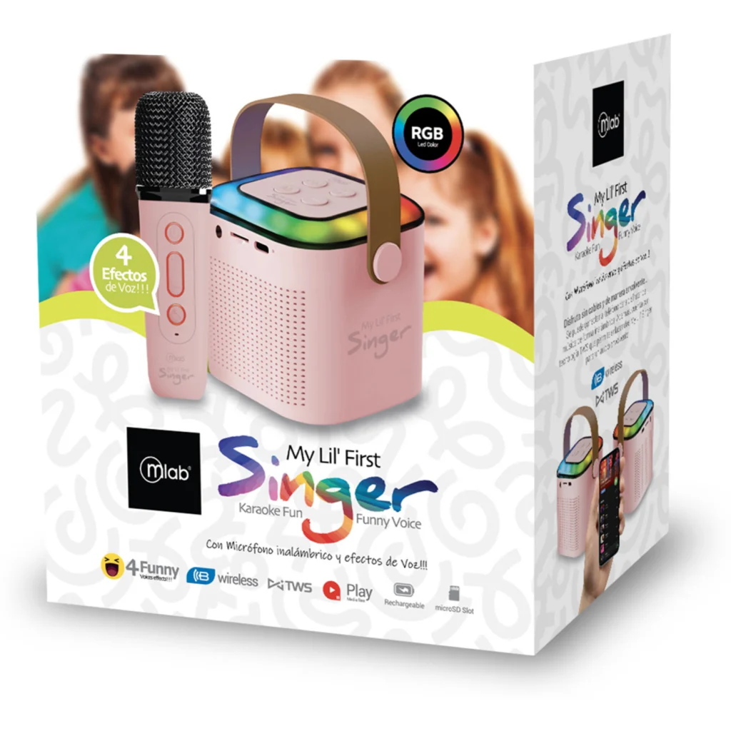 Imagen 4 de MLAB KARAOKE MY LIL FIRST SINGER CON LUZ RGB 1 MICROFONO INALAMBRICO PINK
