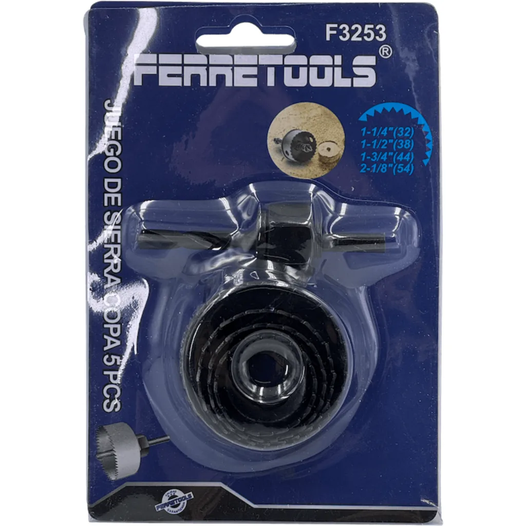 Imagen 1 de FERRETOOLS Broca p/Madera y 4 Sierras Copas 32mm 38mm 44mm 54mm
