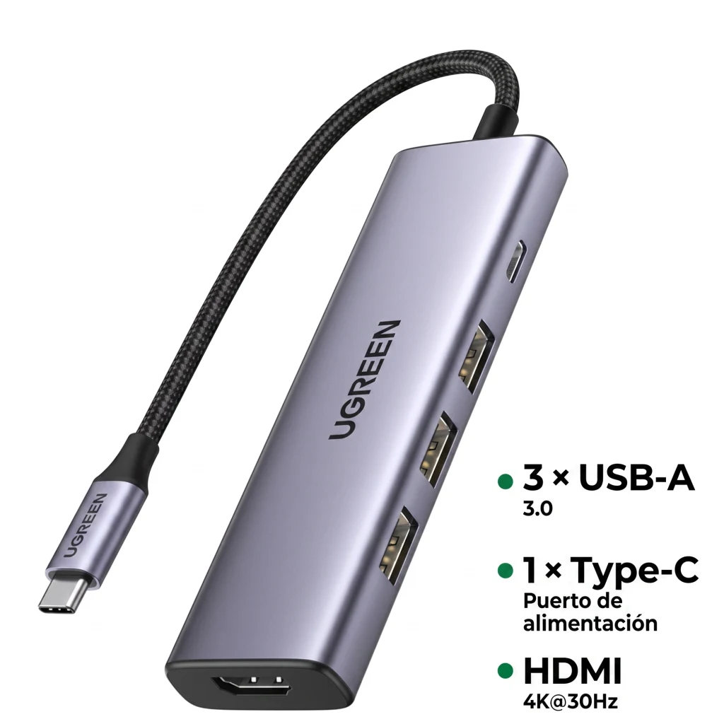 Imagen 1 de HUB Ugreen CM511 USB-C Multipuertos 4k 60Hz HDMI USB-A*3 PD 100W Aluminio
