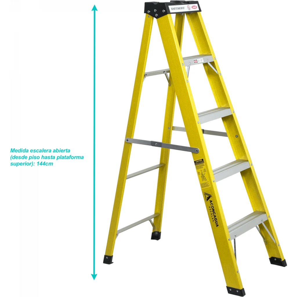 Imagen 2 de 1,4mt 140kg Tijera Fibra Vidrio 5-Peldano Escalera 1.44mt Escala