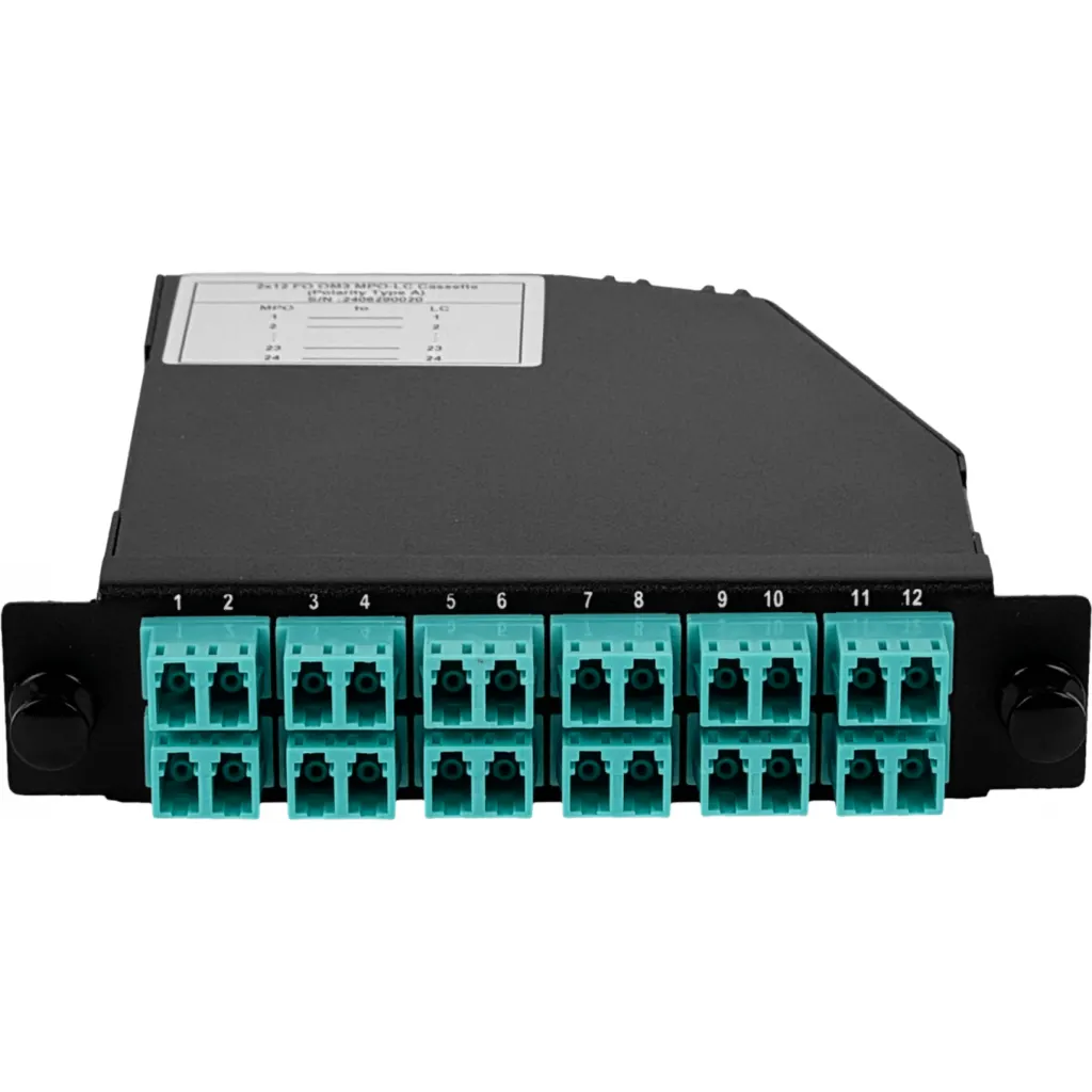 Imagen 1 de OM3 24-LC 2-MPO/M Cassette para/1U-3P 130mm Fibra Pre-conectorizada