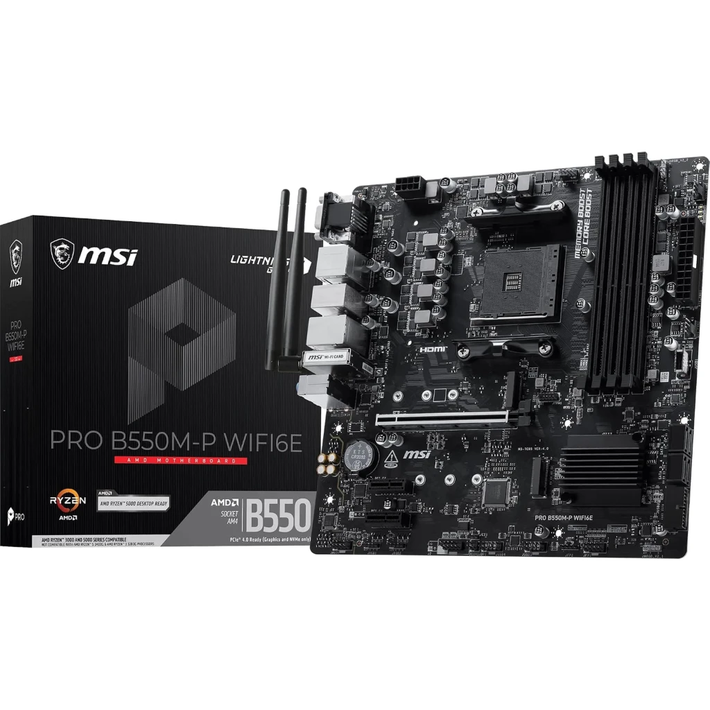 Tarjeta Madre MSI PRO B550M-P WIFI6E AM4 4*DDR4 HDMI DP WIFI6E LAN mATX