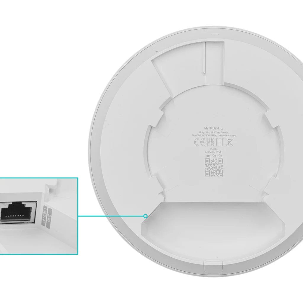 Imagen 2 de Punto de Acceso Ubiquiti U7Lite WIFI 7 5 Gbps 2.5 GbE PoE Montaje en Techo/Pared