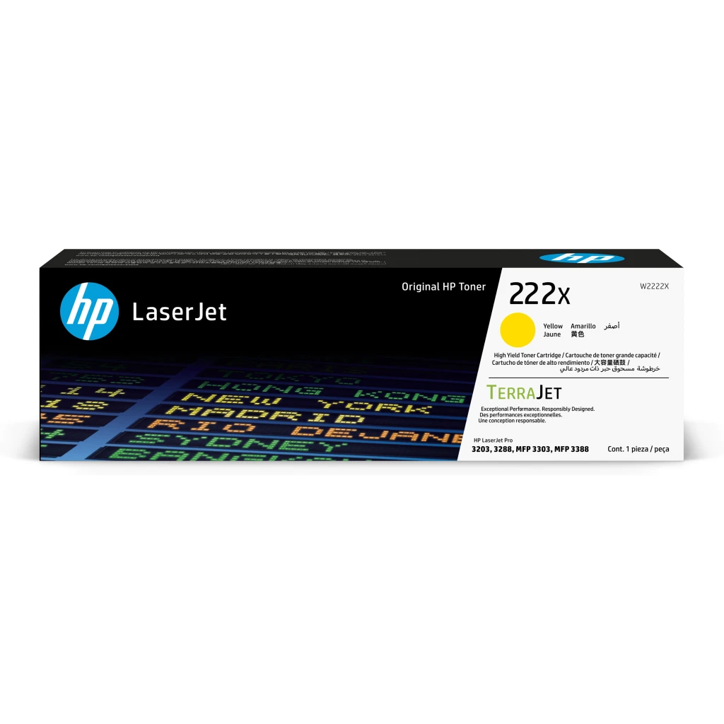 Toner HP 222X AMARILLO, para LJ 3203 3288 / MFP 3303 3388, 2500 Páginas