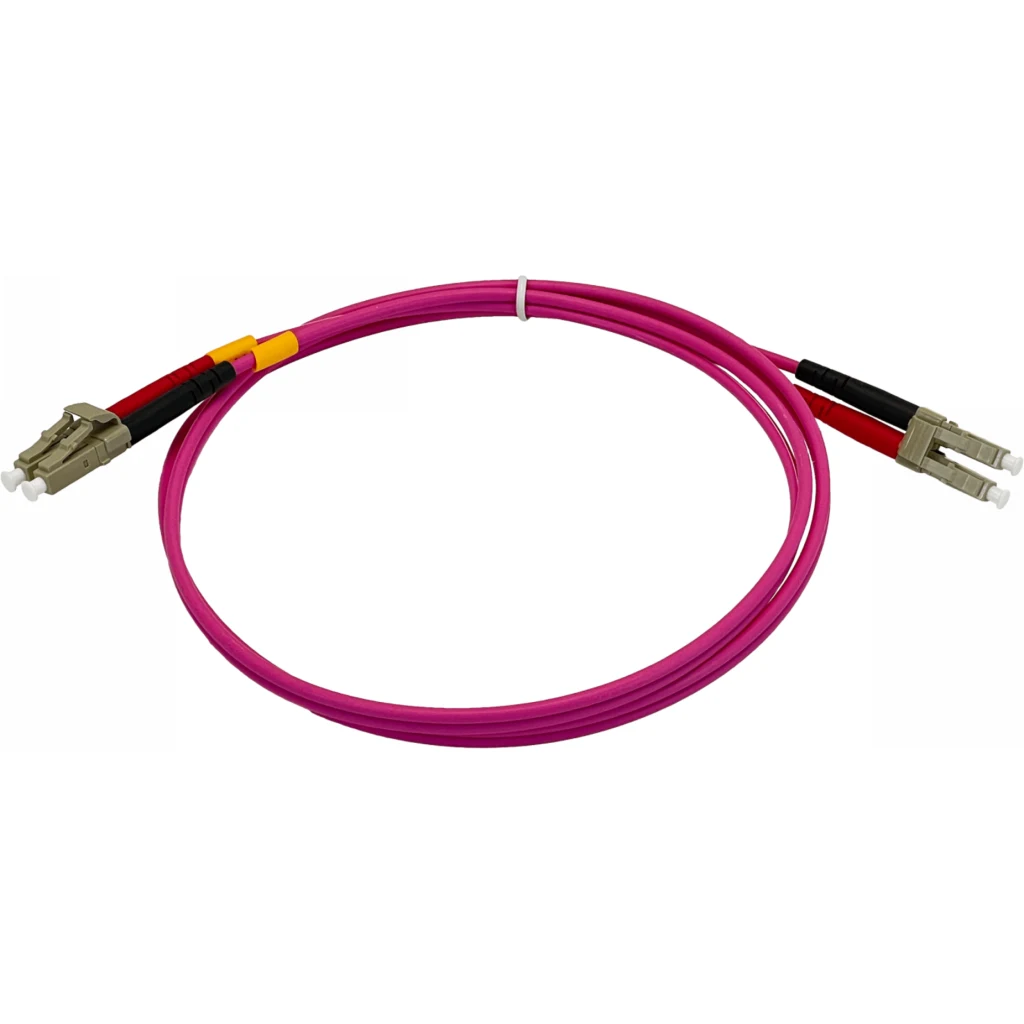 Imagen 1 de LSZH 1mt LC-LC OM4 MultiModo MM Duplex Jumper Fibra 50/125um 3,0mm
