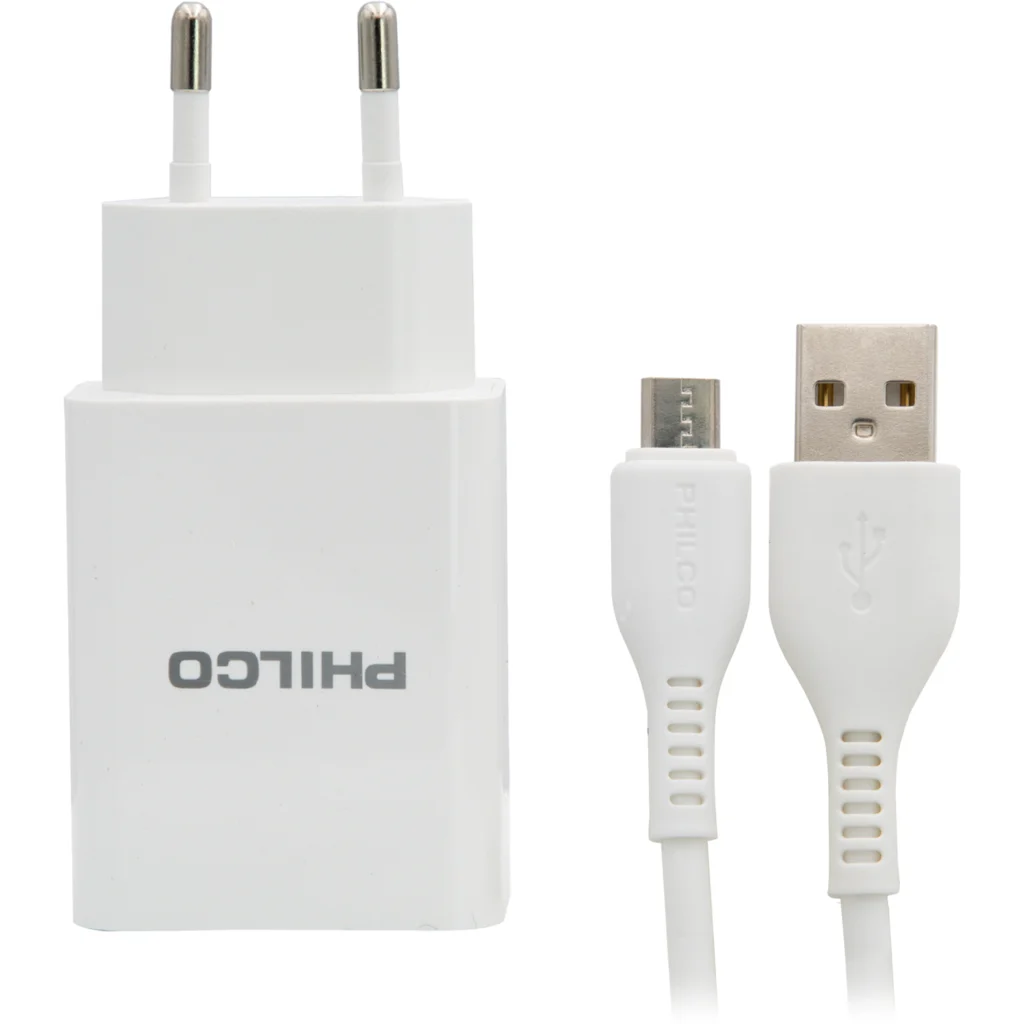 Imagen 3 de CARG. DE PARED 2.1 A DOBLE USB C/CABLE MICRO R2100 BLANCO
