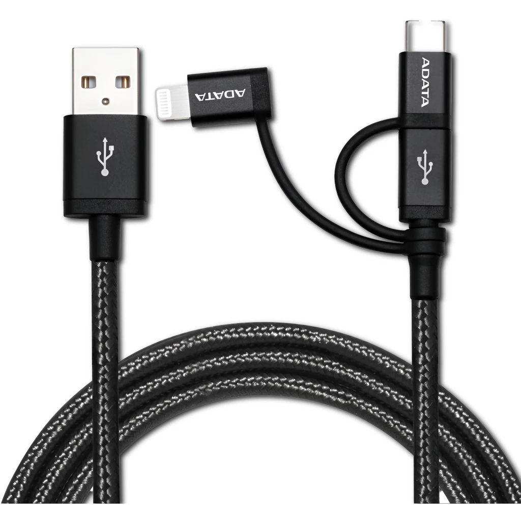 Imagen 0 de CABLE ADATA MICRO USB 3 EN 1 BLACK