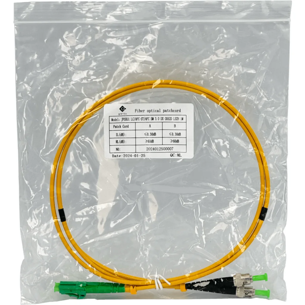 1mt LC/APC-ST/APC MonoModo SM Duplex Jumper Cable Fibra 9/125um 3mm