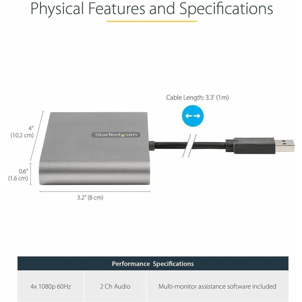 Imagen 2 de Adaptador USB 3.0 a 4 HDMI Quad Monitor - StarTech  USB32HD4