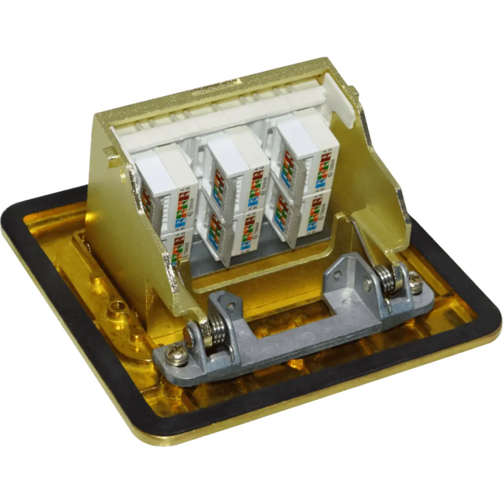 Imagen 1 de 6-RJ45-Hembra Caja a Piso Abatible Metal 100x100x55mm Tapa-120x120mm