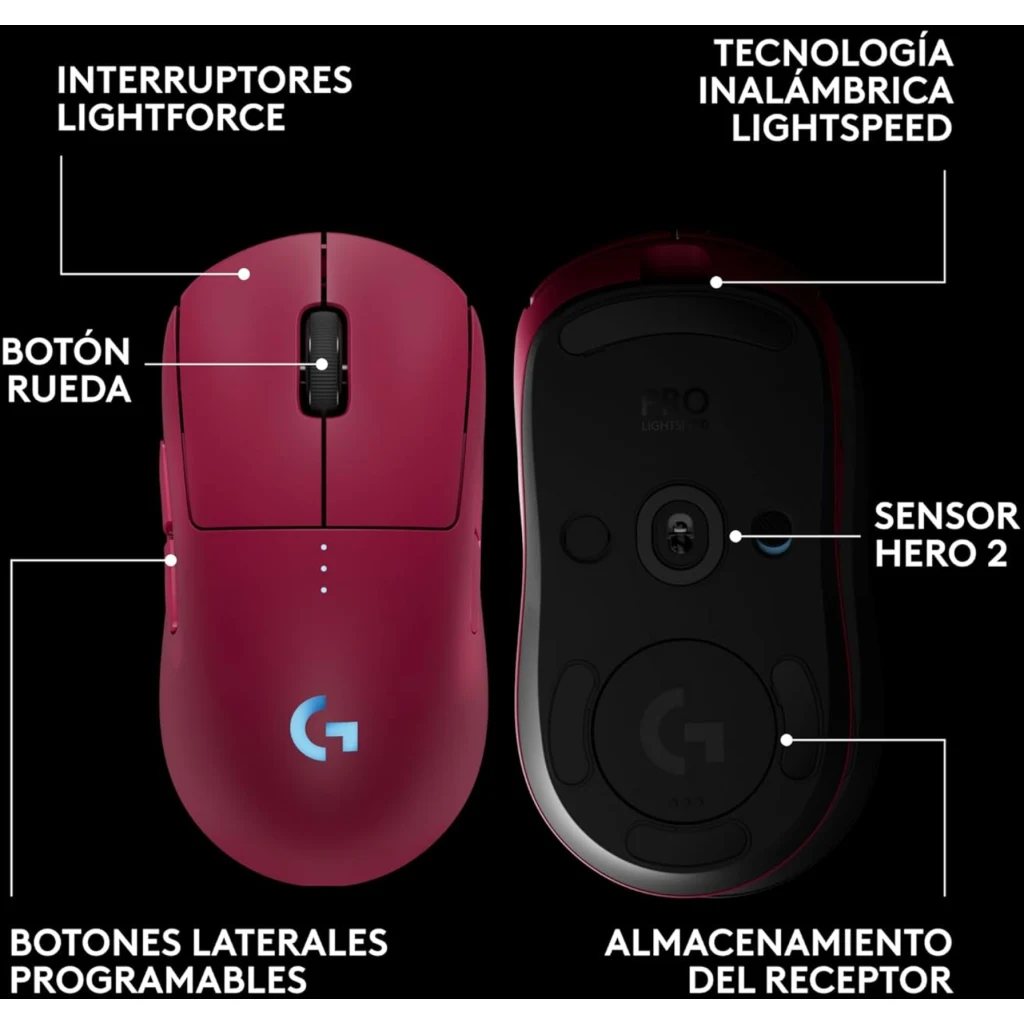 Imagen 9 de Mouse Gamer Logitech Pro 2 LIGHTSPEED Inalámbrico Sensor HERO 2 Rosa
