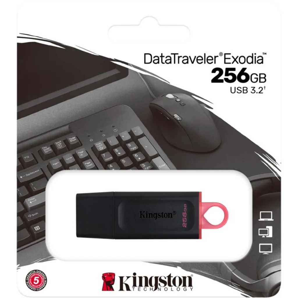 Imagen 3 de Pendrive 256GB Kingston DataTravel Exodia USB3.2 Gen1 Lec100MBs Esc30MBs BlackPi