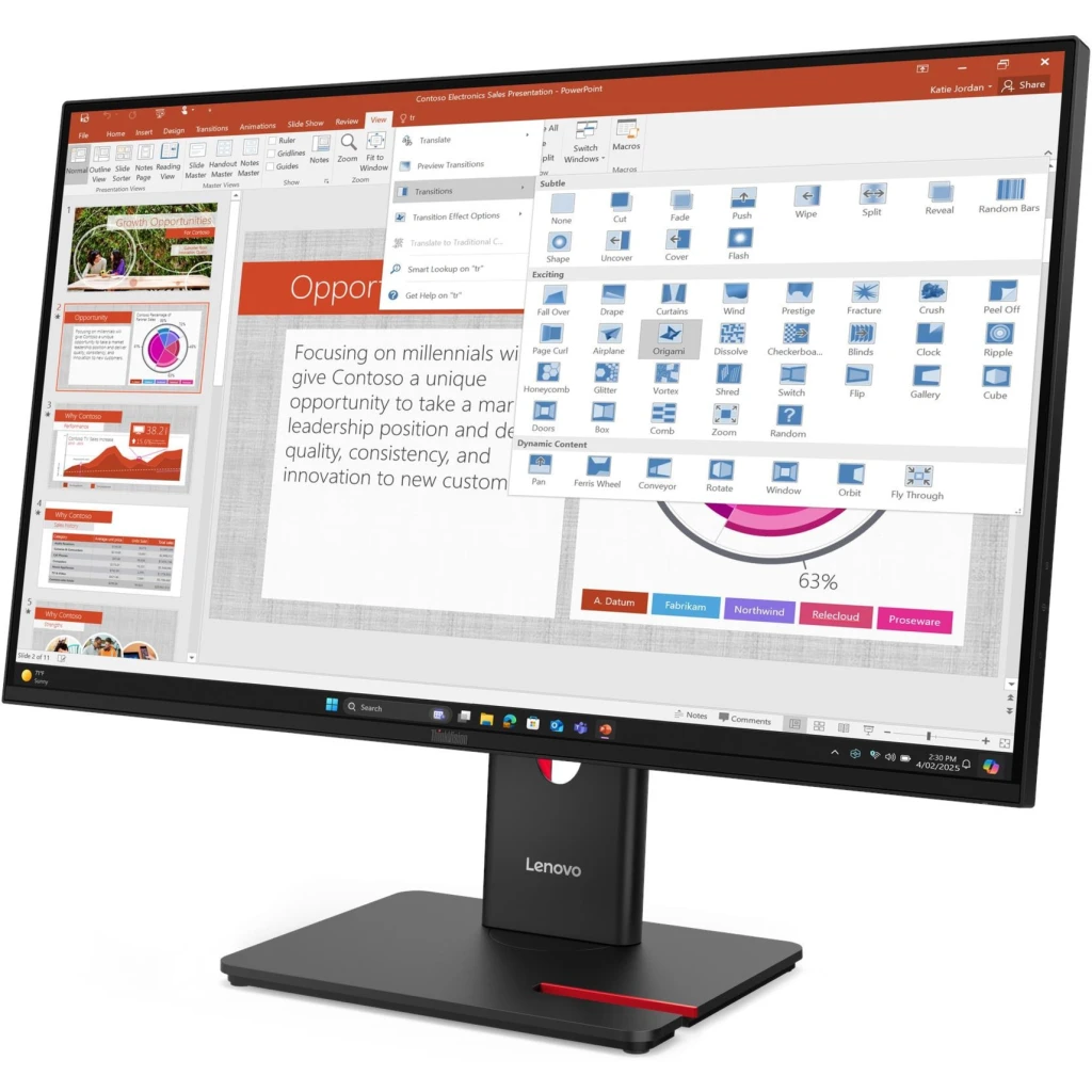 Imagen 1 de Monitor Lenovo ThinkVision T27-40 27" 1920*1080 IPS USB-C DP HDMI VGA 4ms 120Hz
