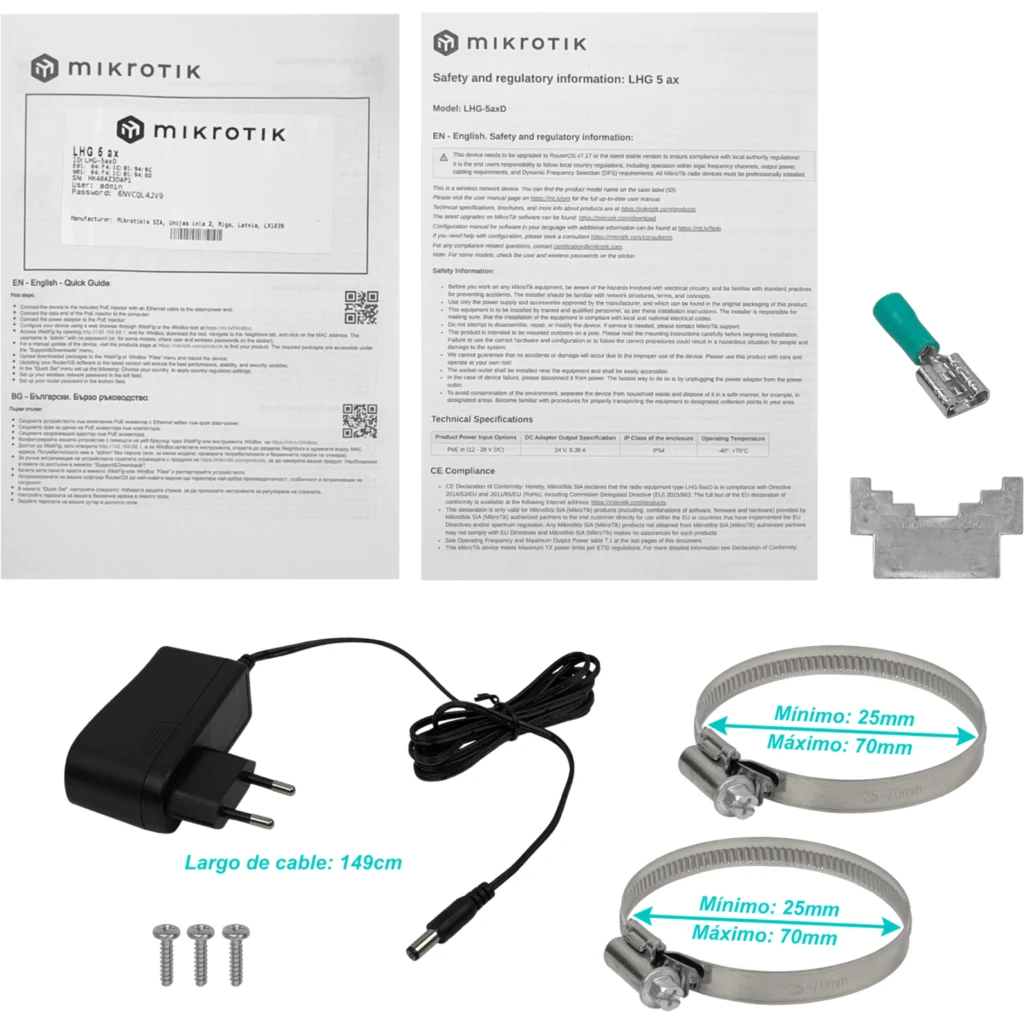 Imagen 5 de MIKROTIK 24dBi Grilla 5GHz 1-1000 L3 391mm-Diam inc24V