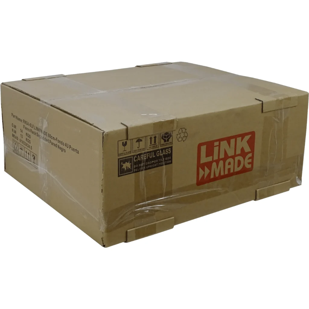 Rack LINKMADE 60cm-Fondo 4U Puerta Fierro Rack Seguridad Pared Negro