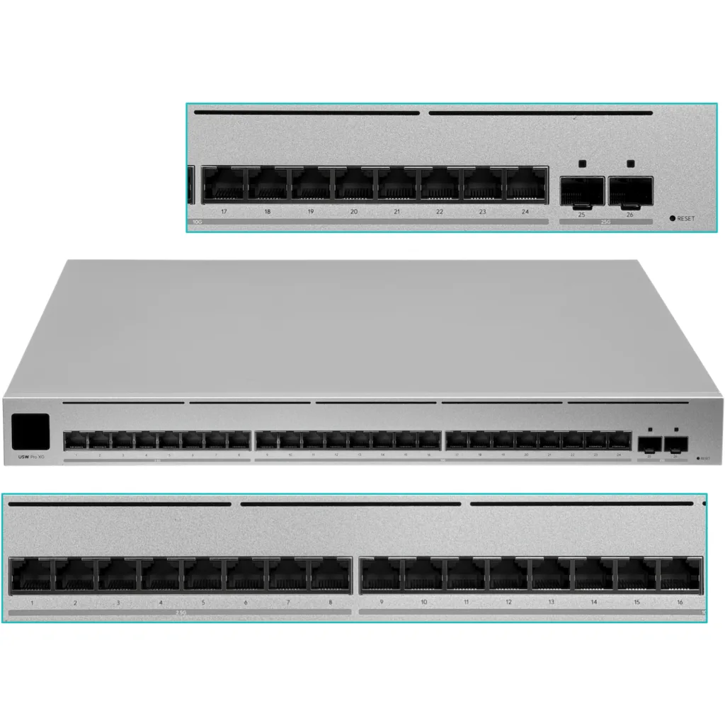 Imagen 4 de UBIQUITI 8-2500 16-10G 2-SFP28 Switch UniFi Rack Admin-L3 opc-USP-RPS Req 3200