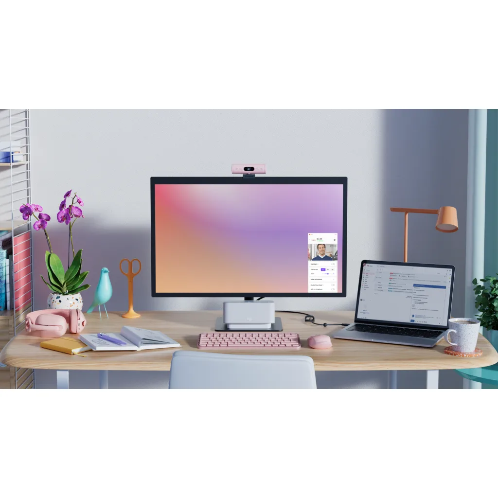Imagen 4 de Cámara Web Logitech Brio 500 4mp Full HD 1080p Micrófono Integrado USB-C Rosado