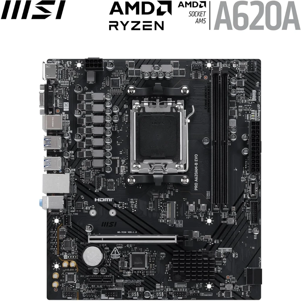 Imagen 1 de Tarjeta Madre MSI PRO A620AM-B EVO Socket AM5 2*DDR5 HDMI 2.5Gbe LAN mATX