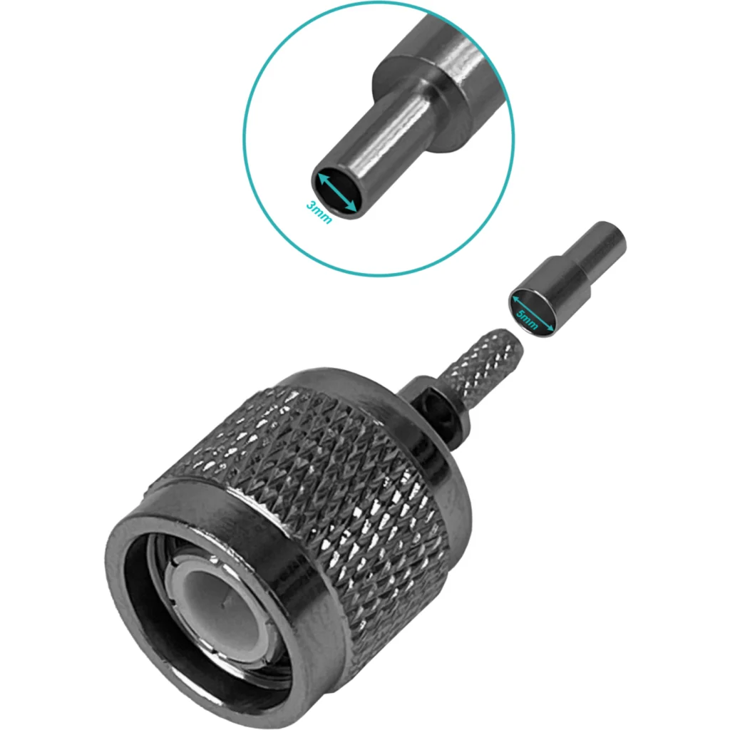 Imagen 2 de TNC-Macho RG316 Conector Coaxial Crimpeable CA100 RG174