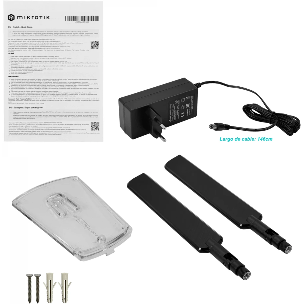 Imagen 1 de MIKROTIK 2-ANT-RPSMA 5-1000 AC1200 2,4/5GHz 3/6dBi USB L4 PoE-in/out