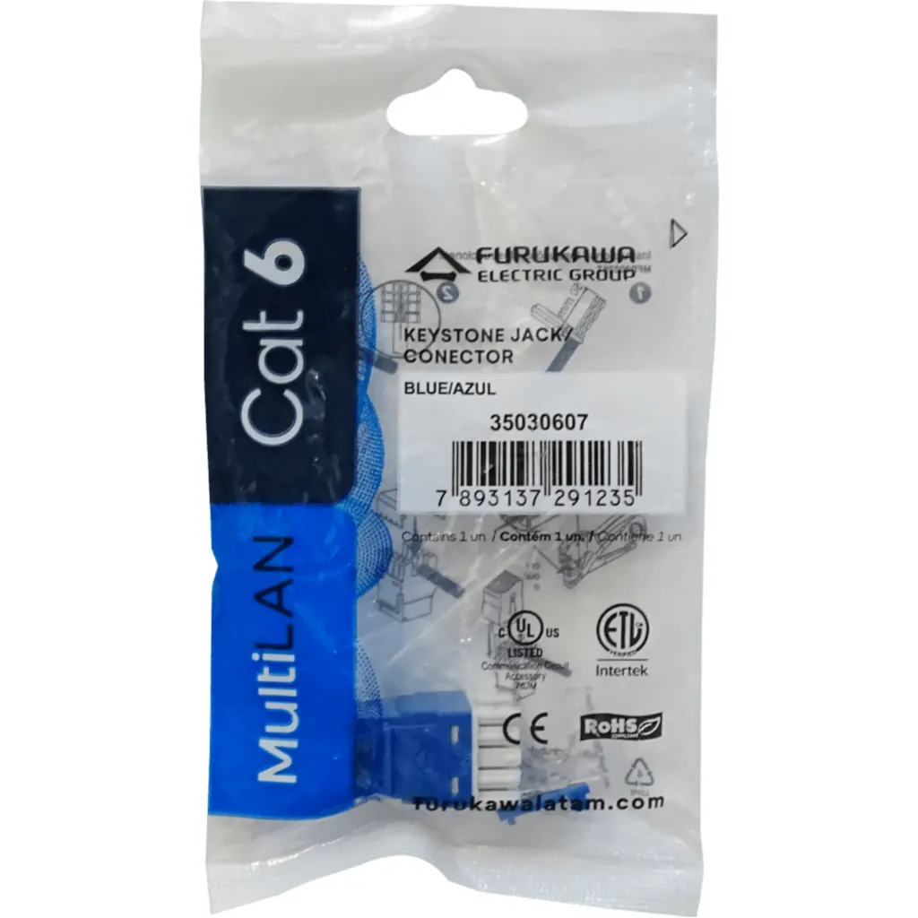 Imagen 2 de FURUKAWA Azul Cat6 UTP Multilan Punch Keystone Hembra RJ45 35030607