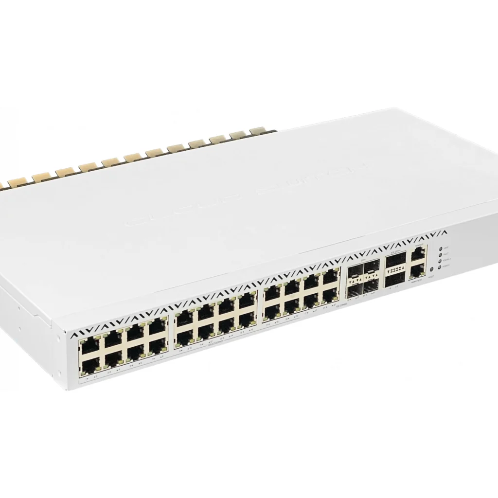 MIKROTIK Cloud Router Switch with incredible 2.5 Gigabit port density,combo ports, and even a pair of 40 Gbps QSFP+ cages