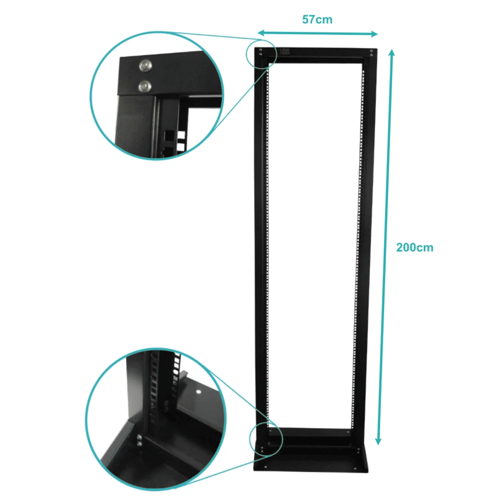 Imagen 1 de Bastidor Simple LINKMADE RK42-BL, 42U 2M Color Negro (Requiere/M6-4KIT)