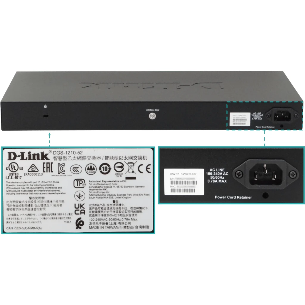Imagen 1 de Switch D-Link DGS-1210-52 52 puertos Gigabit 48 1000Base-T + 4 SFP 
