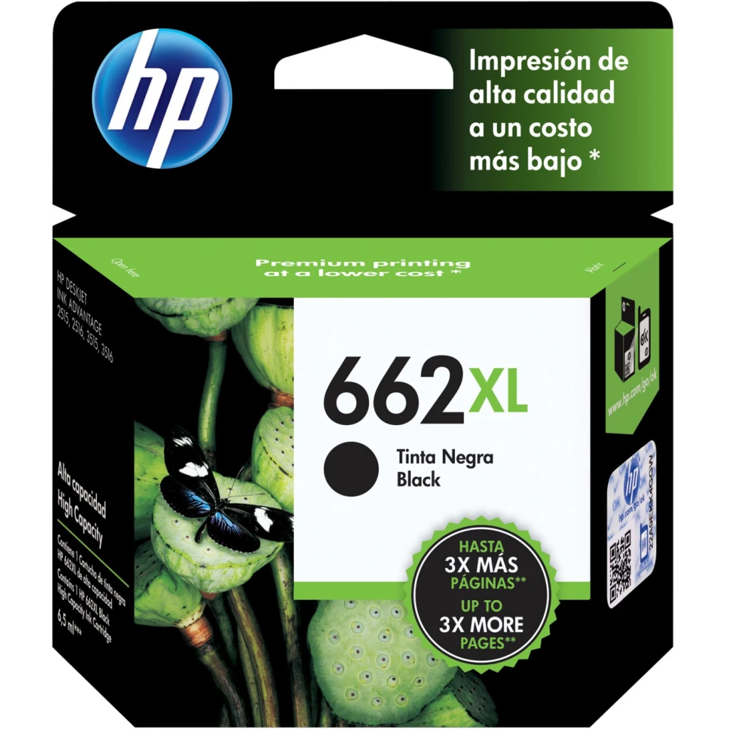 Imagen 12 de Cartridge HP 662XL Negro Tinta para Imp DeskJet 1015/1515/2510/264, 360Pág 6.5ml