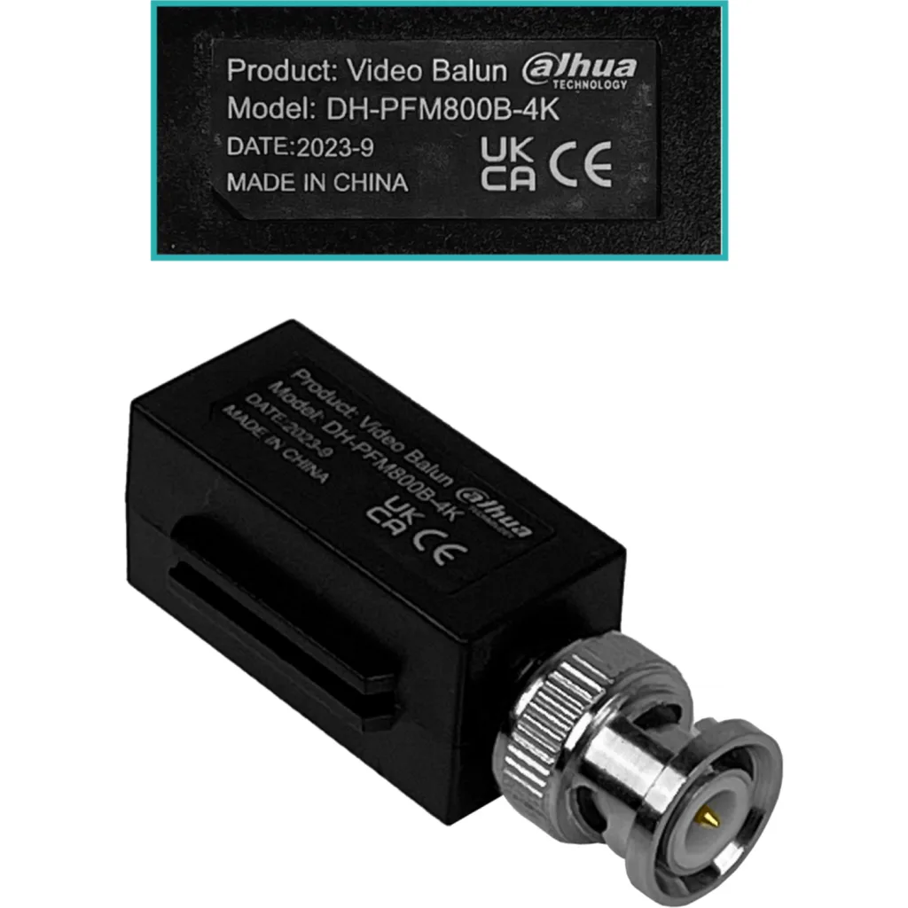 Imagen 1 de DAHUA 4K Video Balun Fijo/Cable Pin-Push CAT5E/6 Pasivo CCTV BNC-Macho