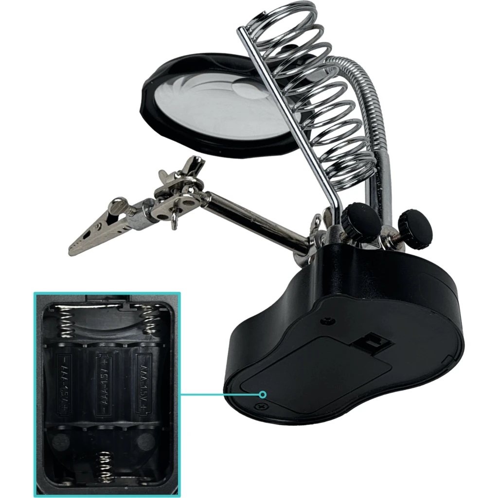 Imagen 1 de Tercera Mano Porta Soporte Cautin Lupa/3,5X /12X 2-Led Req 3-Pila-AAA