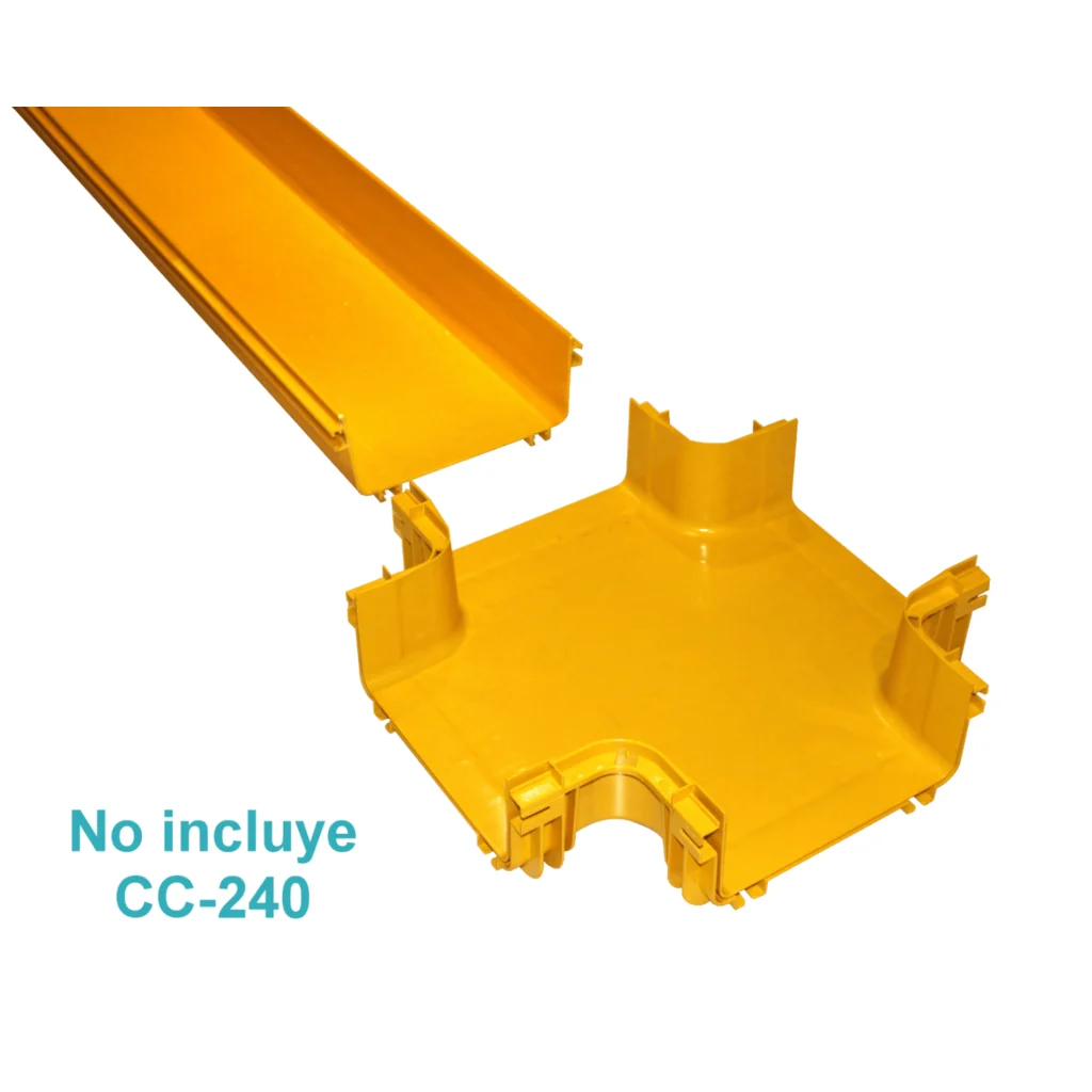 Imagen 2 de 240x100mm Derivacion Cruz Horizontal Amarilla PC+ABS LSZH Hembra