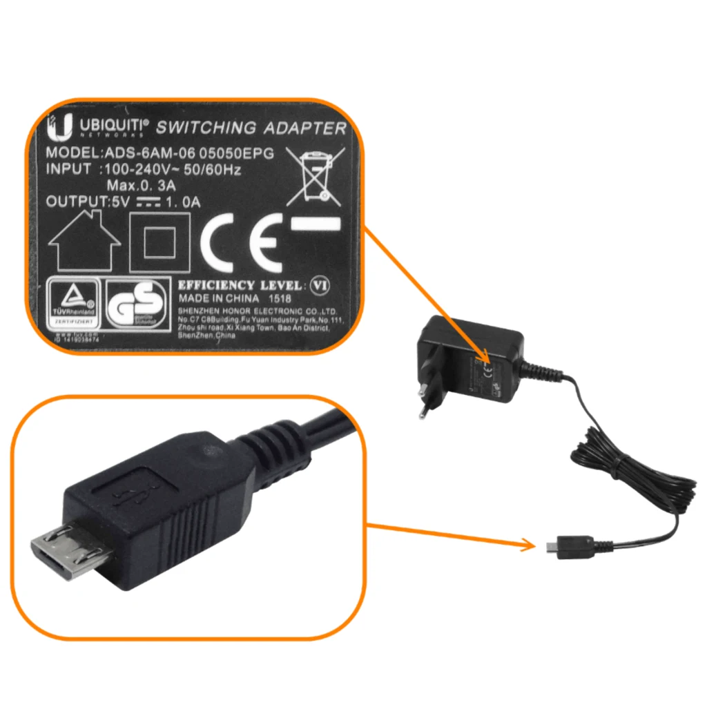 UBIQUITI Fuente de poder 5,0V 5V 1000mA 1A Conector USB-Micro-Macho