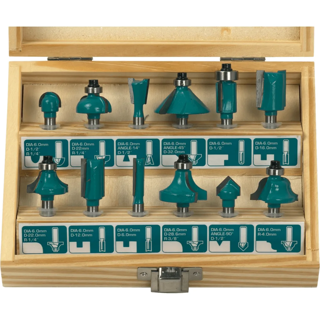 Imagen 2 de TOTAL Set de 12 Fresas p/Madera Diametro-6mm para/FRE-600 TACSR0121