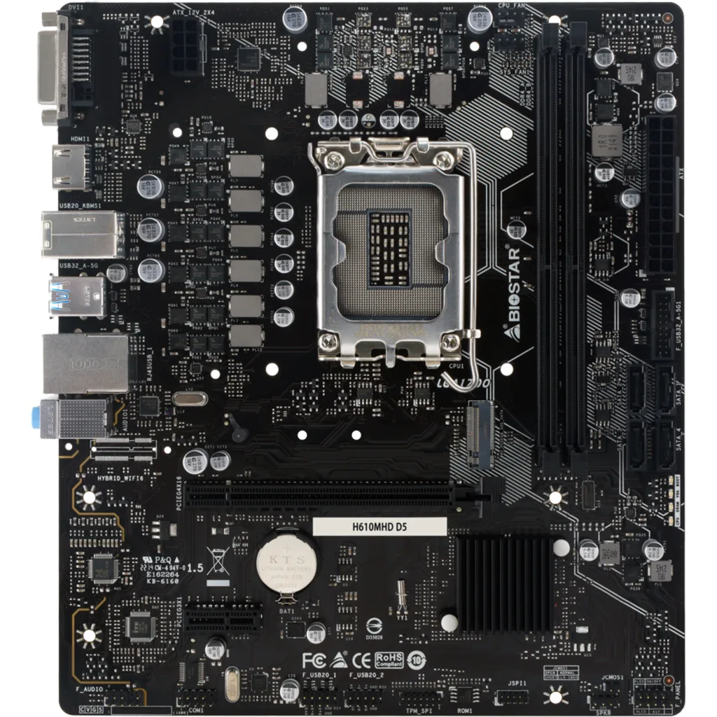 Imagen 1 de Tarjeta Madre BIOSTAR H610MHD D5 LGA1700 12/13/14°G 2*DDR5 M.2 HDMI mATX
