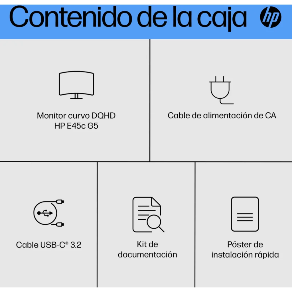 Imagen 9 de Monitor Curvo HP E45C G5 45" VA DQHD 5120*1440 DP HDMI USB-C LAN 3 ms GtG