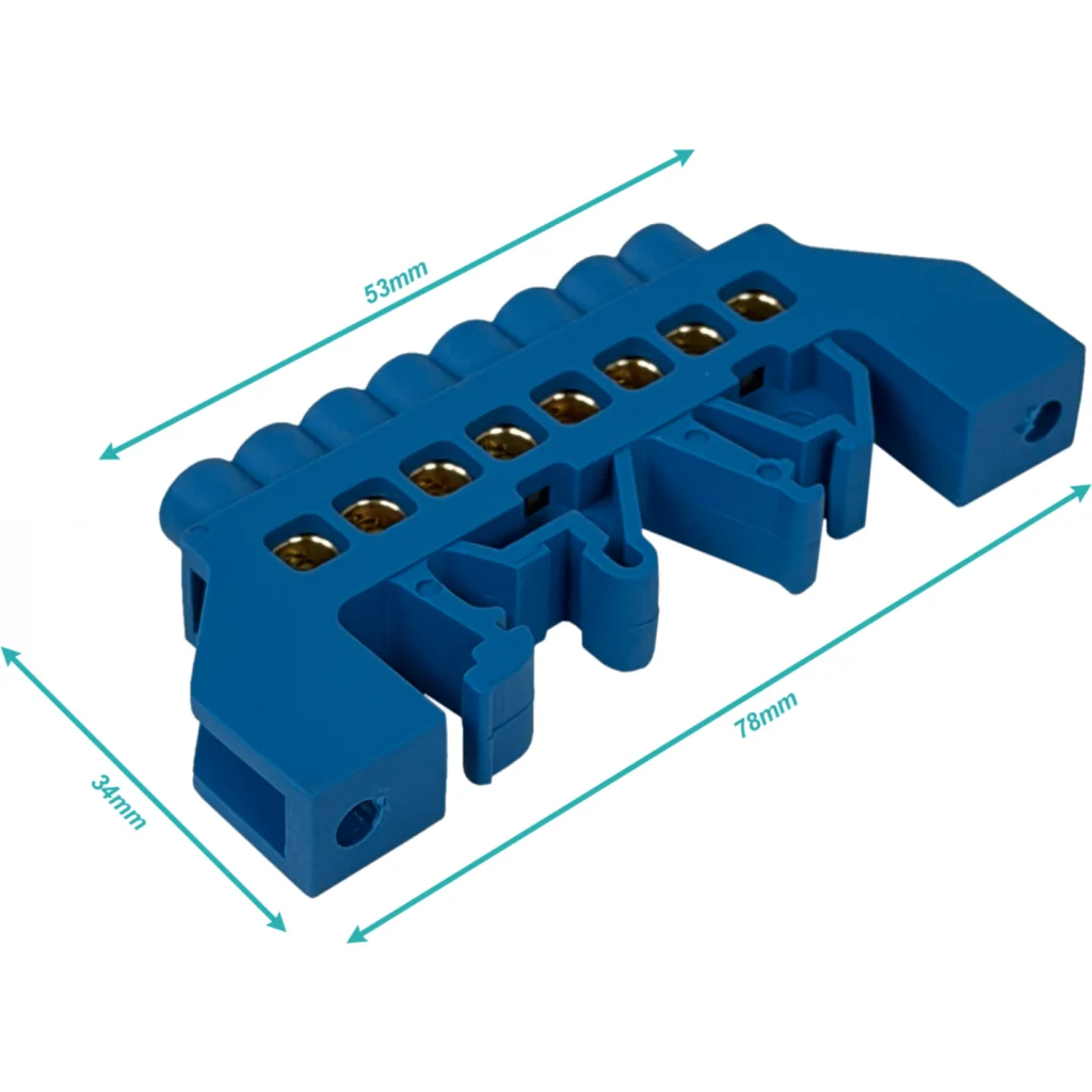 Regleta Azul 8-Conexiones 4mm Riel Din Distribucion Electrica