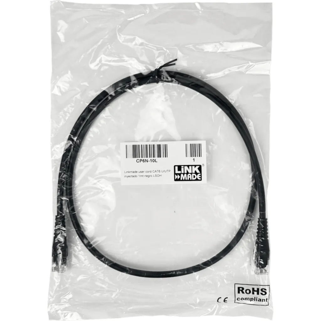 Imagen 3 de Cable de Red Linkmade CAT6 LSZH Inyectado Multifilar 1 Metro Color NEGRO