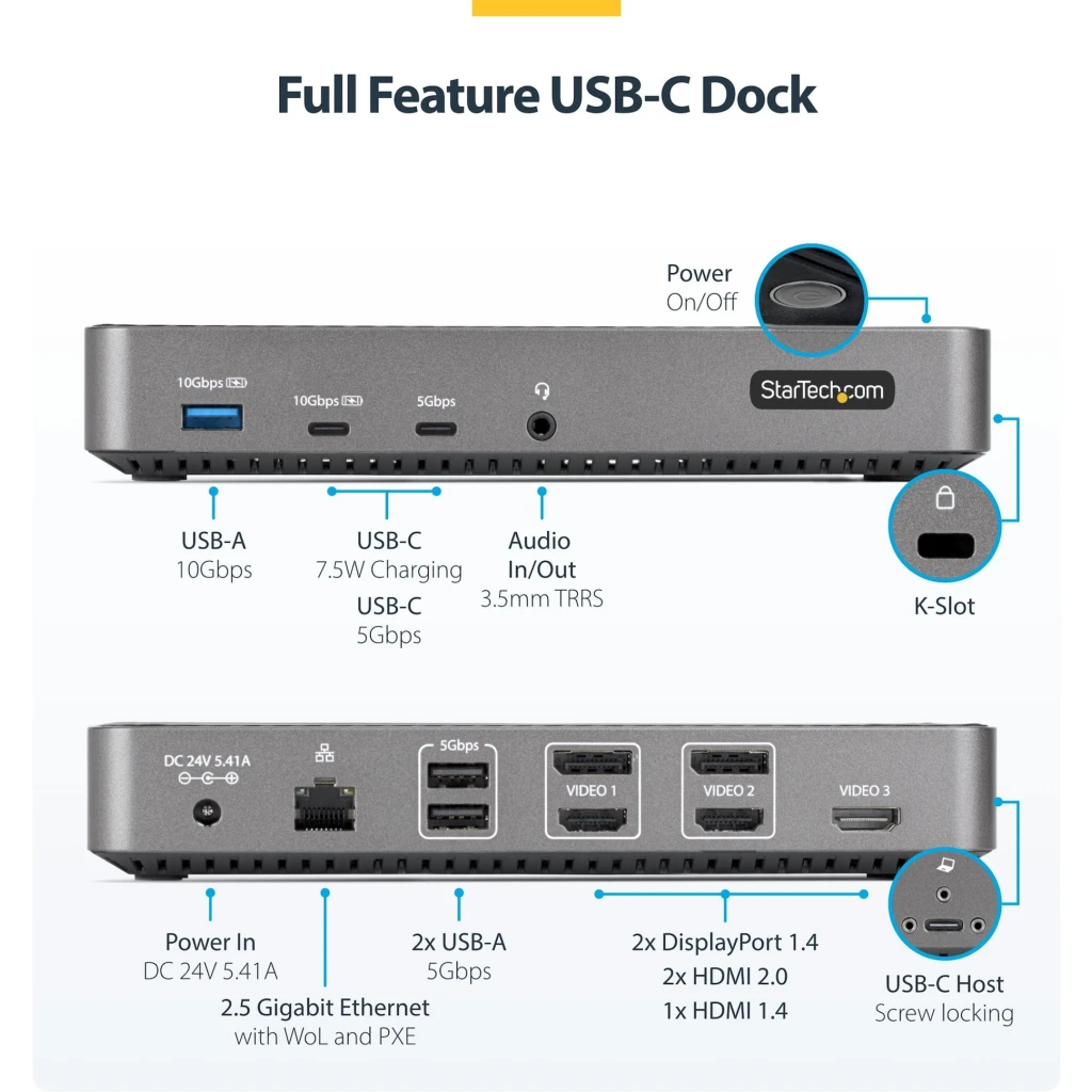 Imagen 1 de Docking Station USB-C 2x HDMI/DP 1x HDMI