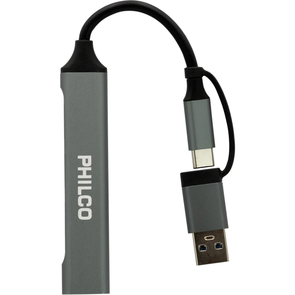 Imagen 2 de Adaptador HUB Philco USB-A c/adap Tipo-C a Puertos 3*USB-A2.0, USB-A3.0